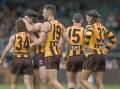 Hawthorn celebrate a Nick Watson goal. Picture by Craig George