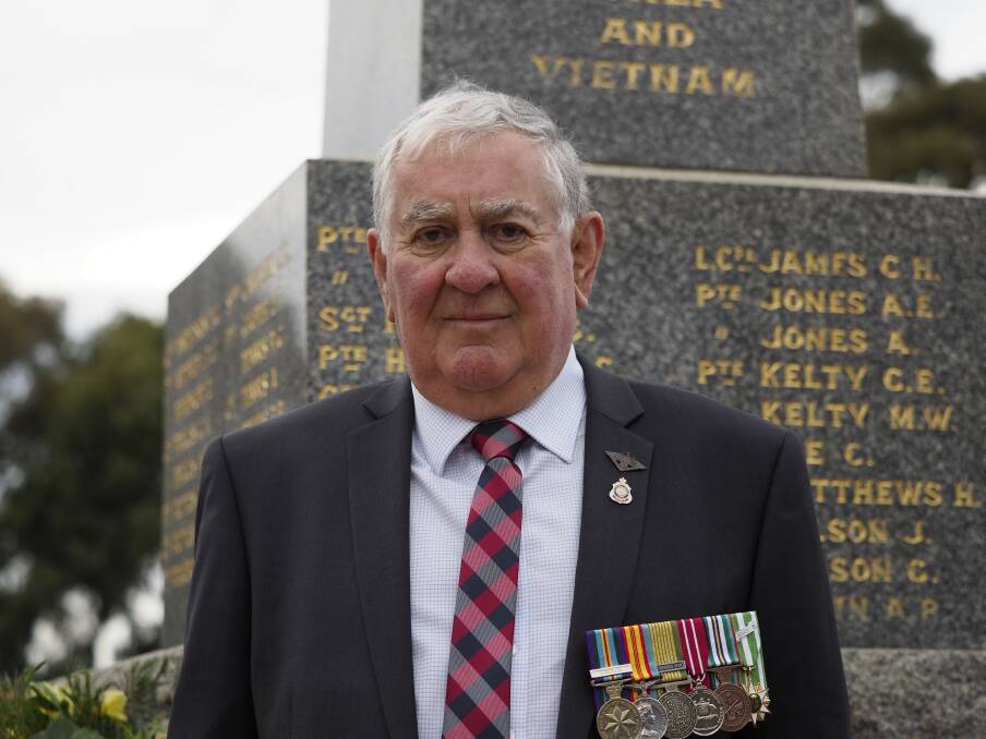 Ron Hulm gave the guest address at Longford's 2024 Anzac Day service. Picture by Joe Colbrook